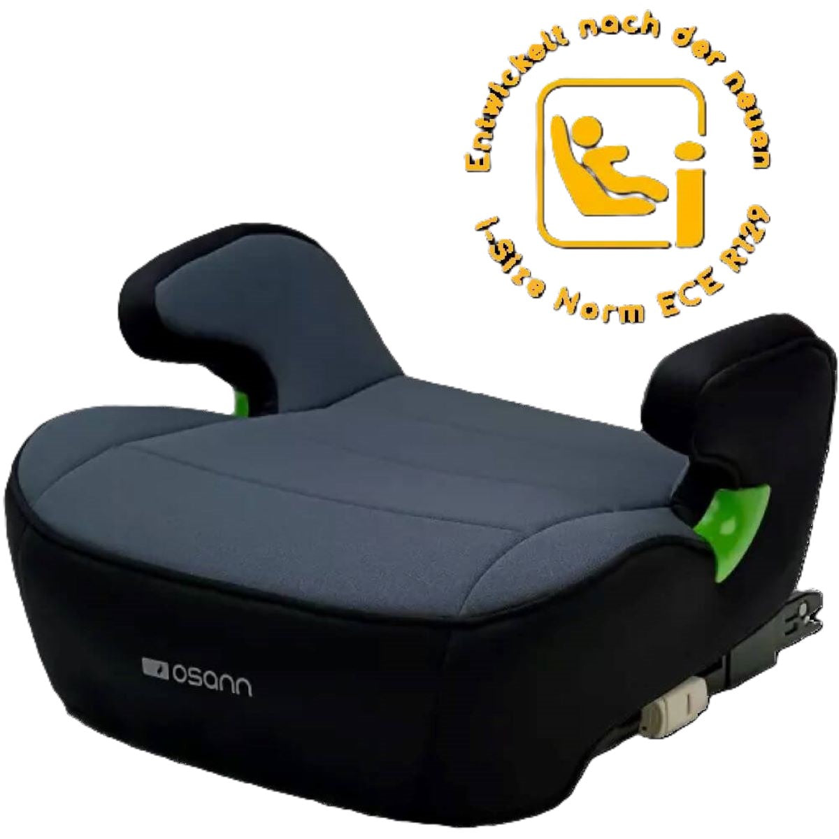 Osann Junior Isofix i-Size 126–150 cm – ergonomische Sitzerhöhung, abnehmbarer Bezug, Isofix/3-Punkt – Nero