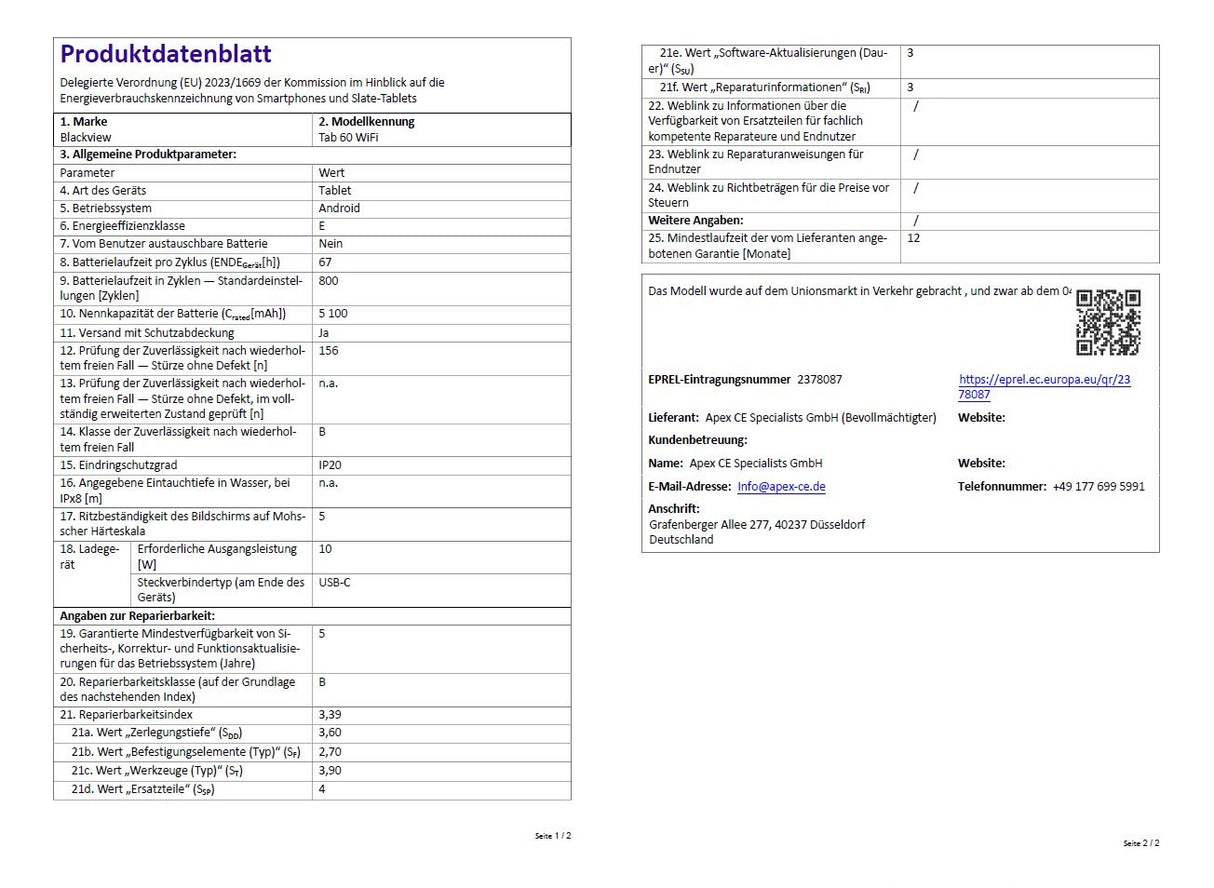 Produktdatenblatt