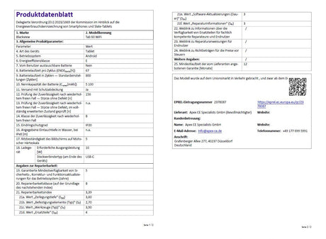 Produktdatenblatt