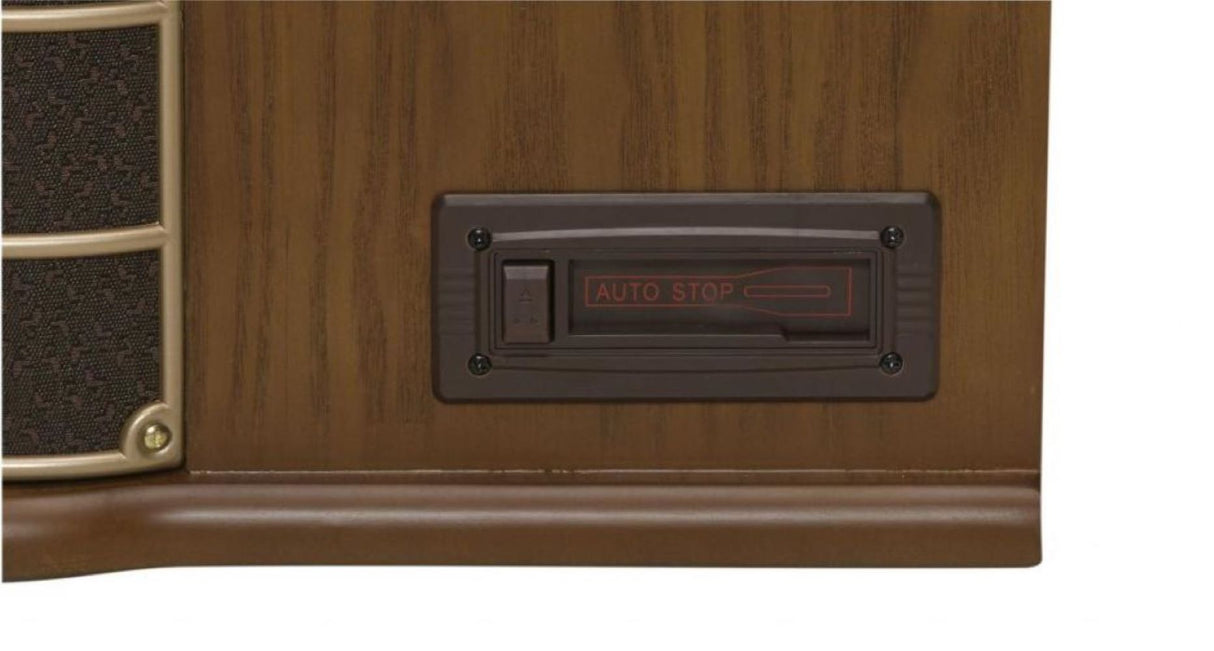 Denver MCR-50MK2 Retro Plattenspieler aus Holz mit Radio CD Kassette USB MP3 Soundbox