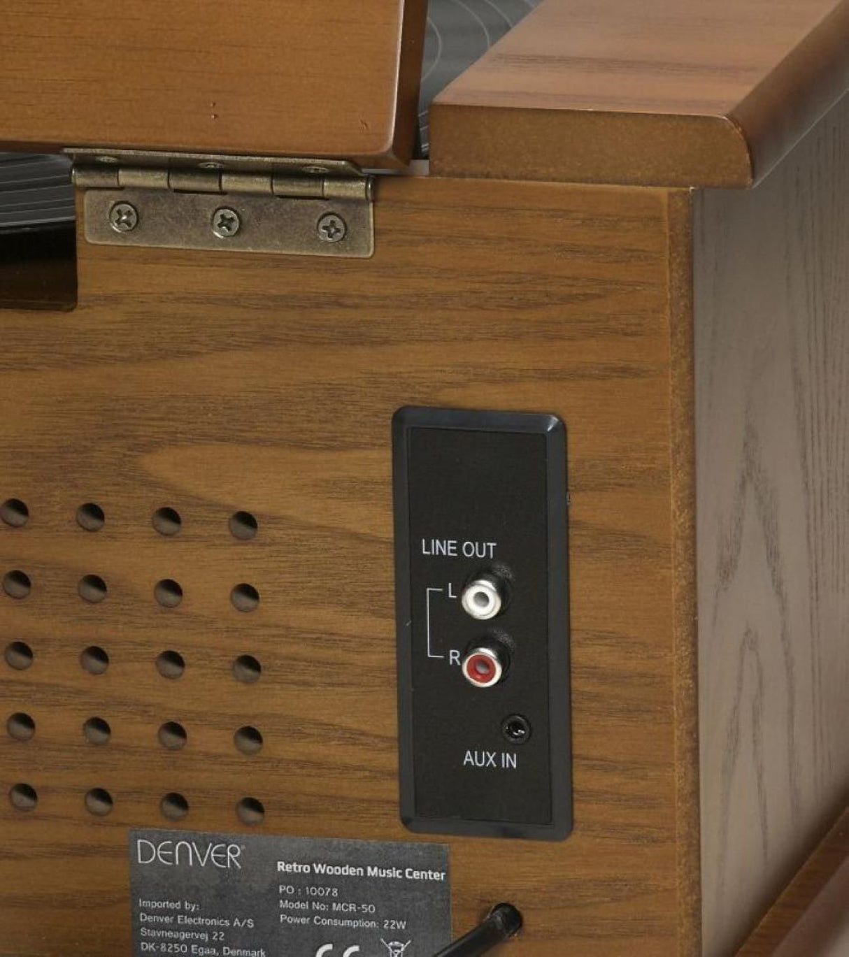 Denver MCR-50MK2 Retro Plattenspieler aus Holz mit Radio CD Kassette USB MP3 Soundbox