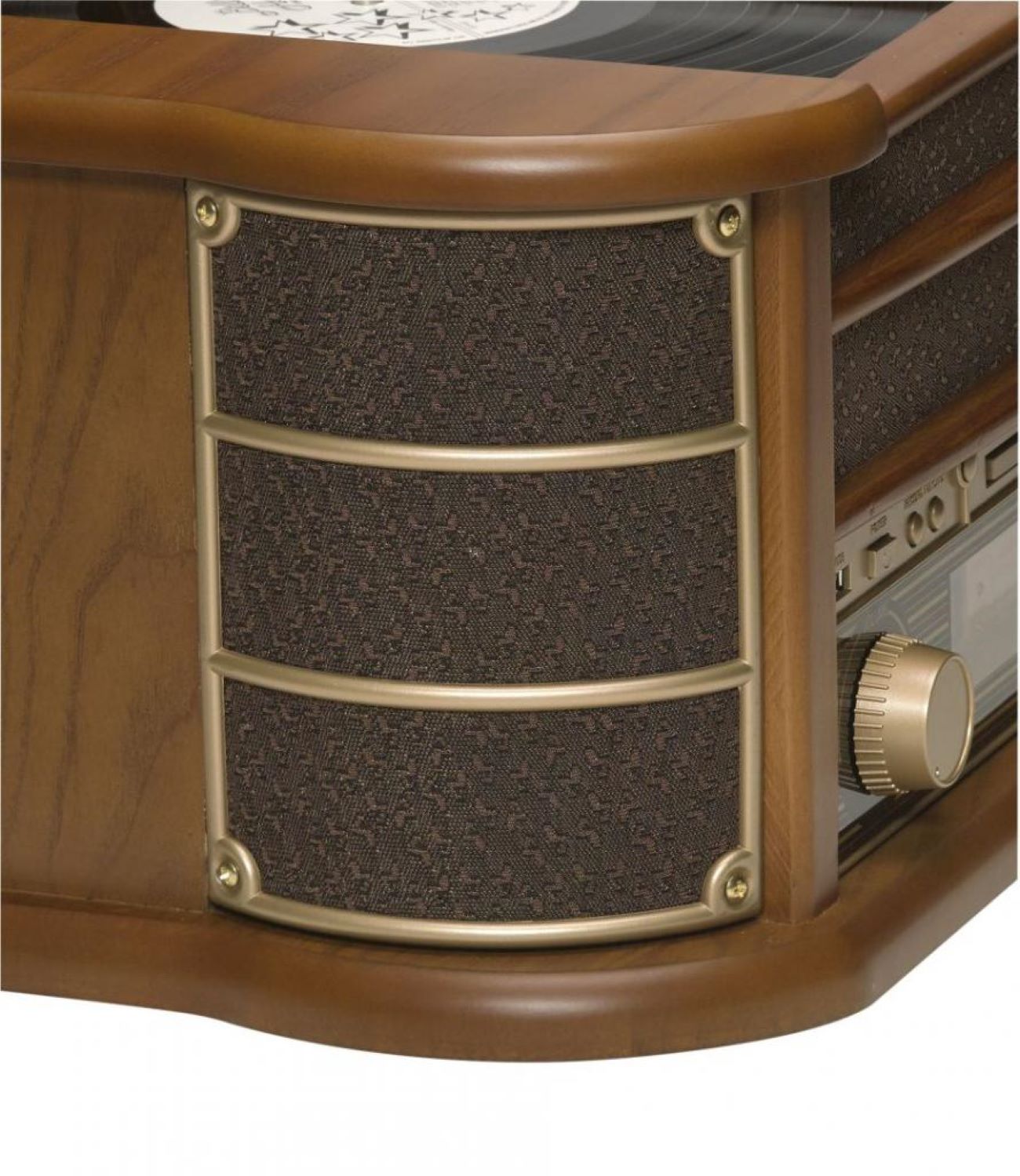 Denver MCR-50MK2 Retro Plattenspieler aus Holz mit Radio CD Kassette USB MP3 Soundbox