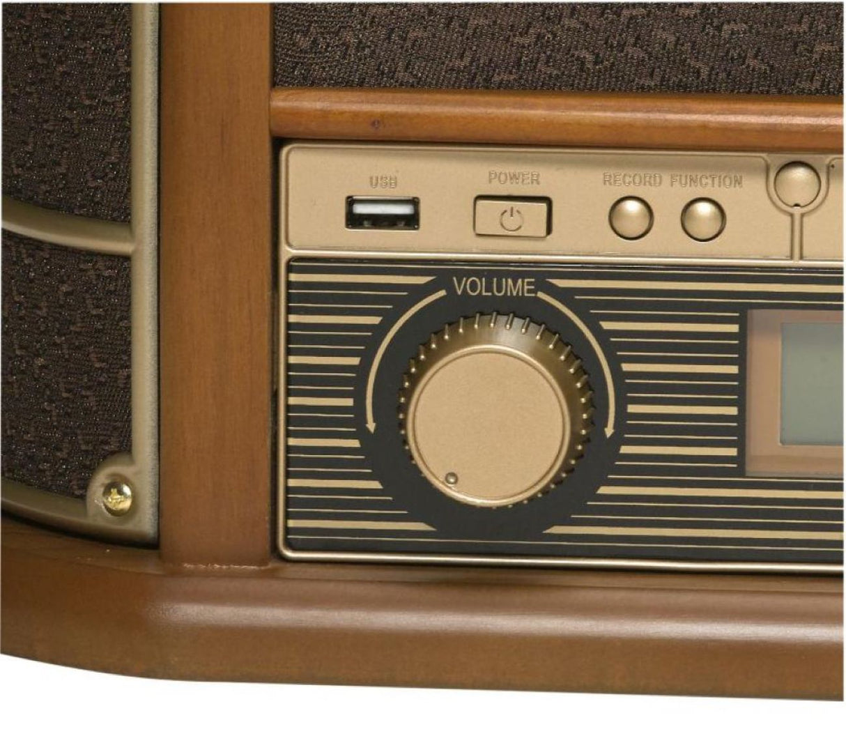 Denver MCR-50MK2 Retro Plattenspieler aus Holz mit Radio CD Kassette USB MP3 Soundbox