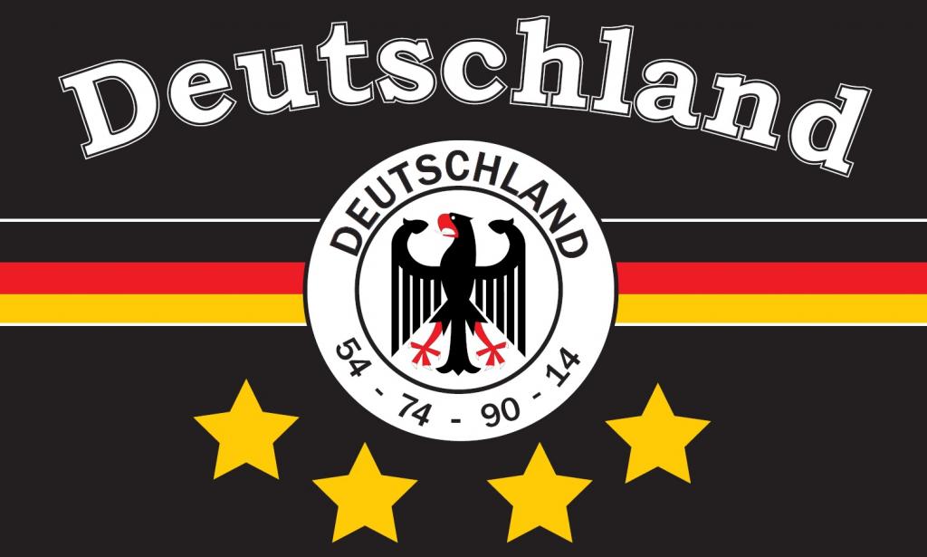 Flagge DEUTSCHLAND 7 Fußball 4 STERNE schwarz 90 x 150 cm