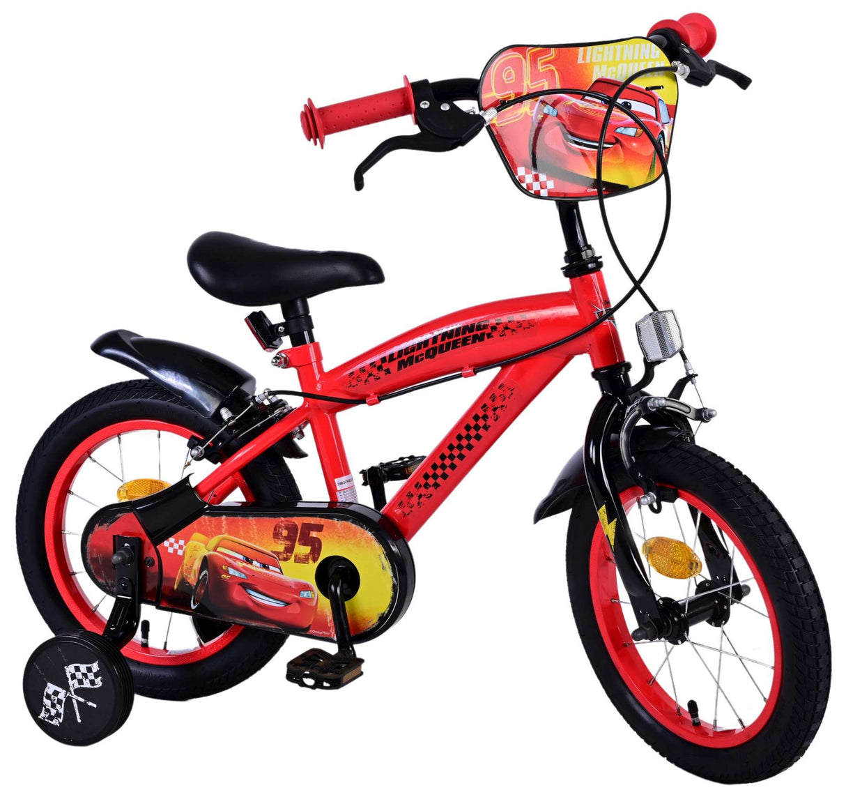Volare Disney Cars 14-Zoll-Kinderfahrrad Rot mit zwei Handbremsen - Sicherheit, Komfort und langanhaltende Freude!