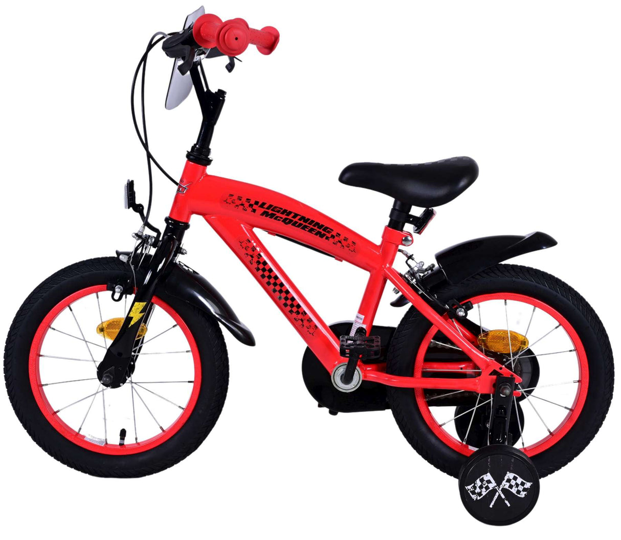 Volare Disney Cars 14-Zoll-Kinderfahrrad Rot mit zwei Handbremsen - Sicherheit, Komfort und langanhaltende Freude!