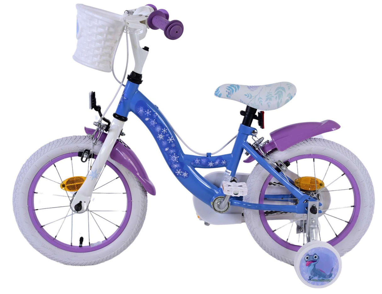 Volare Disney Frozen 2 Kinderfahrrad - Mädchen - 14 Zoll - Blau/Lila - Zweihandbremsen
