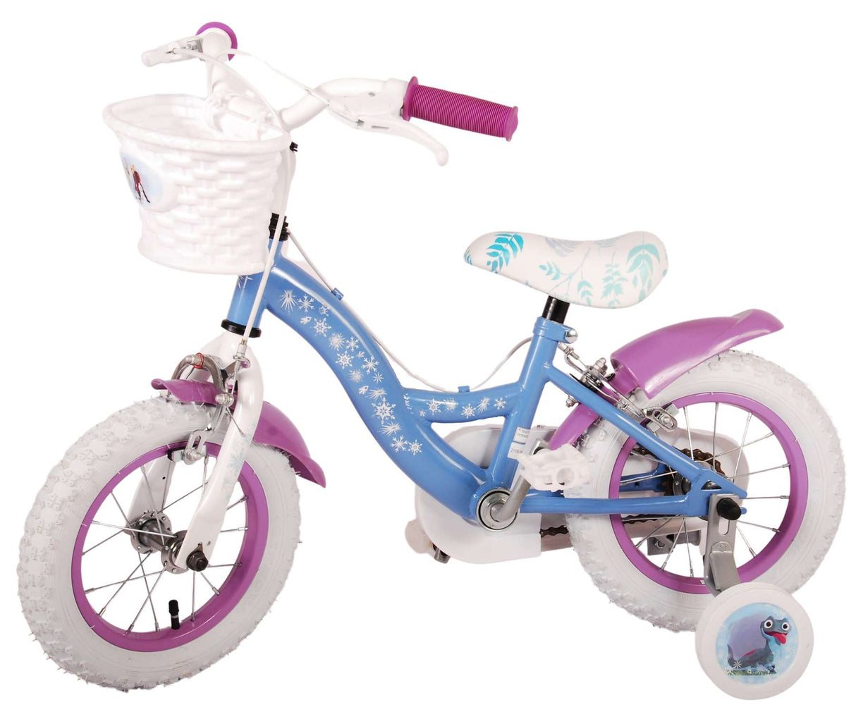 Volare Disney Frozen 2 12-Zoll-Kinderfahrrad Blau/Lila mit zwei Handbremsen - Sicherheit, Spaß und Stil in einem!