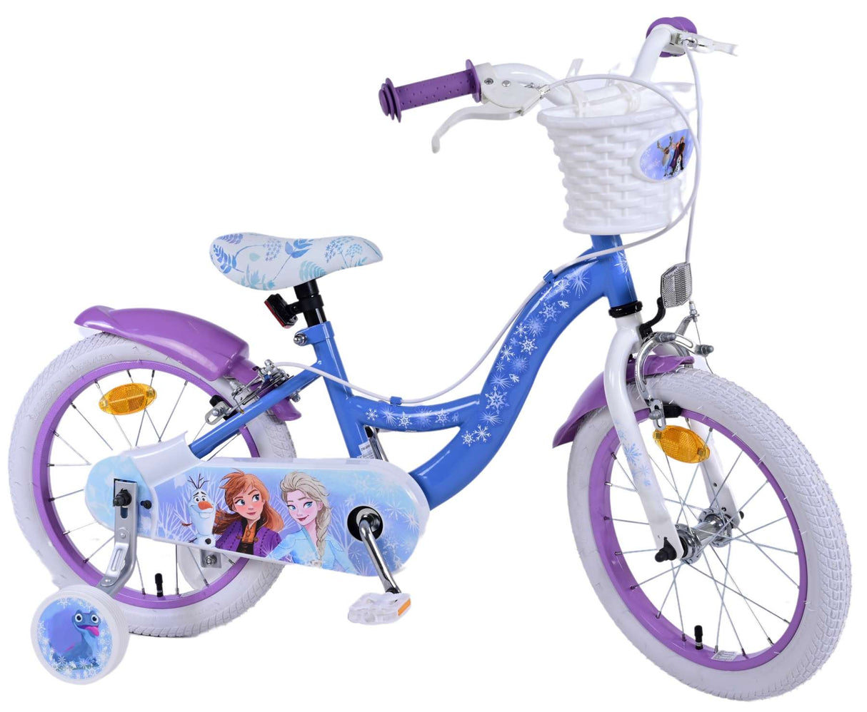 Disney Frozen 2 Kinderfahrrad - Mädchen - 16 Zoll - Blau/Lila - Zweihandbremsen