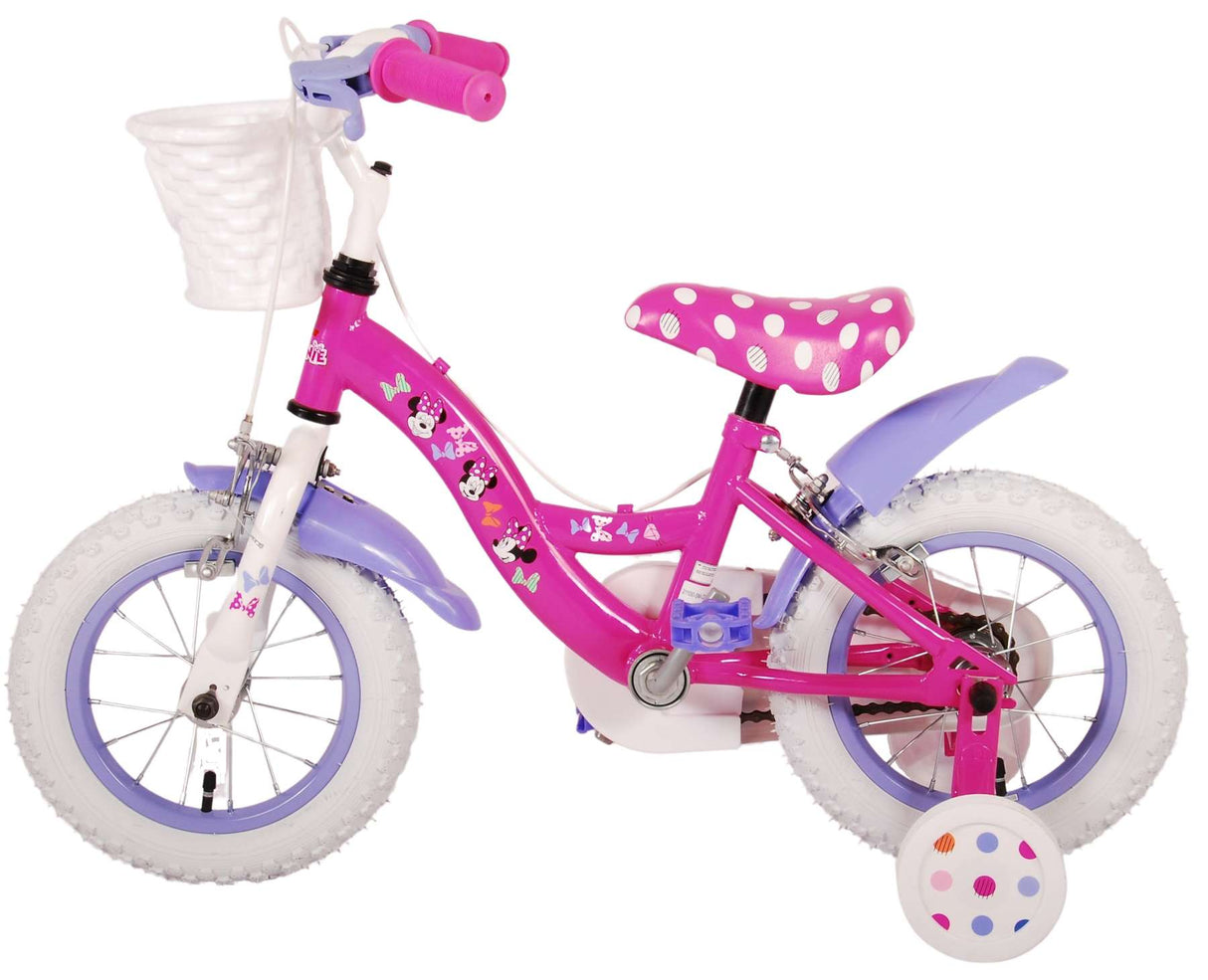 Volare Disney Minnie Cutest Ever Kinderfahrrad - 12 Zoll - Pink - 2 Handbremsen, abnehmbare Stützräder, offiziell lizenziertes Produkt