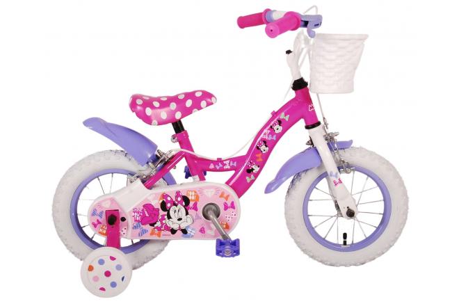 Volare Disney Minnie Cutest Ever Kinderfahrrad - 12 Zoll - Pink - 2 Handbremsen, abnehmbare Stützräder, offiziell lizenziertes Produkt