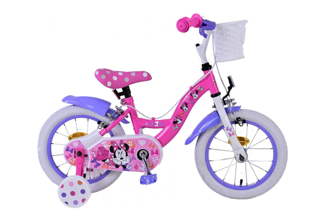 Volare Disney Minnie Kinderfahrrad - Mädchen - 14 Zoll - Rosa - Zwei Handbremsen