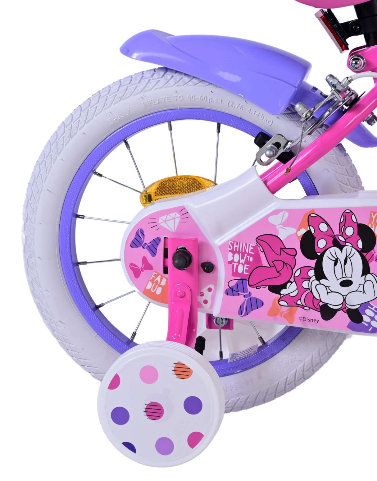 Volare Disney Minnie Cutest Ever 14 Zoll Kinderfahrrad Pink - Sicherheit und Komfort mit abnehmbaren Seitenrädern und Korb