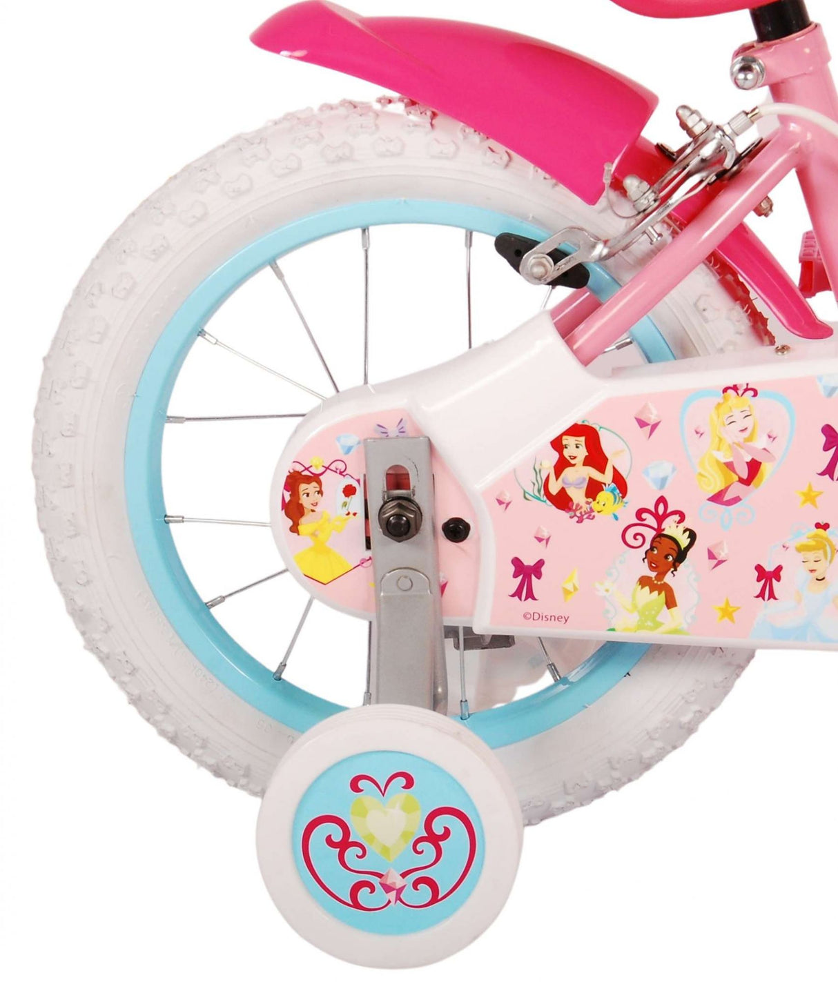 Volare Disney Princess 14 Zoll Kinderfahrrad Pink mit zwei Handbremsen - Sicherheit, Komfort und Spaß in einem!
