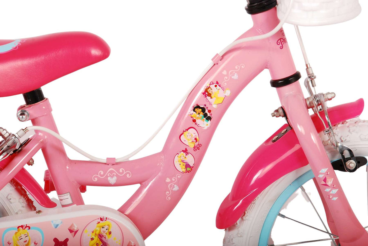 Volare Disney Princess 14 Zoll Kinderfahrrad Pink mit zwei Handbremsen - Sicherheit, Komfort und Spaß in einem!