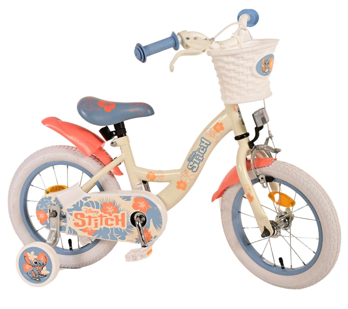 Volare Disney Stitch Kinderfahrrad - Mädchen - 14 Zoll - Creme Koralle Blau