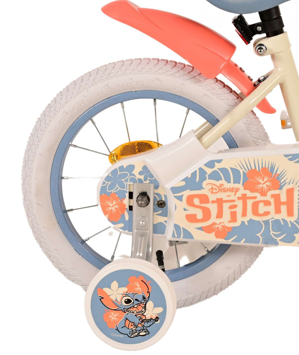Volare Disney Stitch Kinderfahrrad - Mädchen - 14 Zoll - Creme Koralle Blau