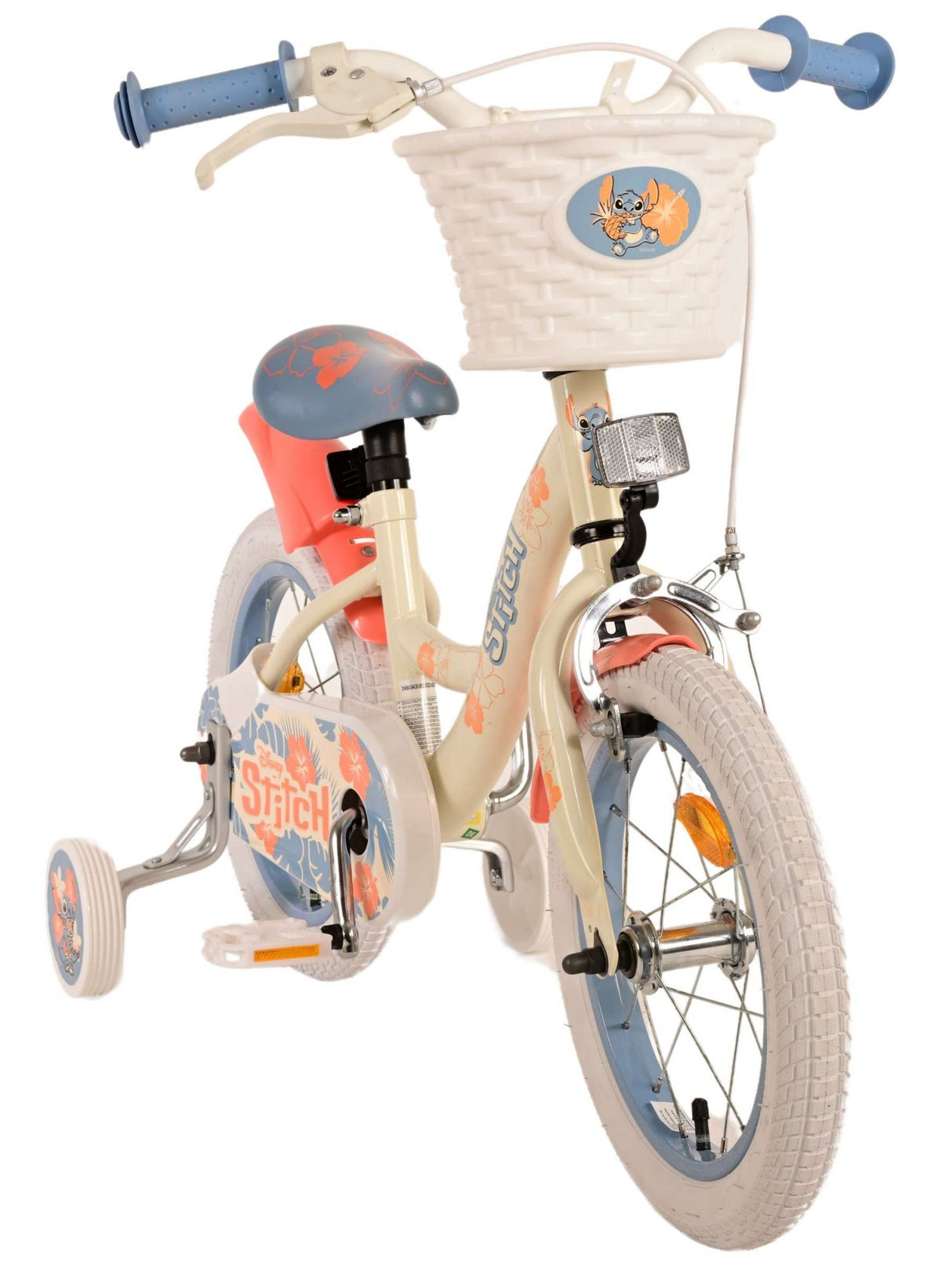 Volare Disney Stitch Kinderfahrrad - Mädchen - 14 Zoll - Creme Koralle Blau