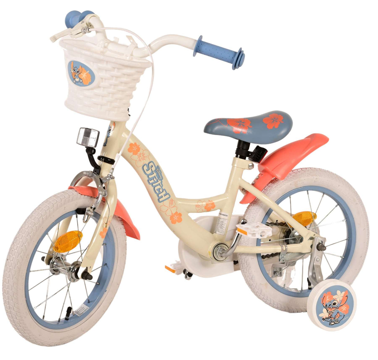 Volare Disney Stitch Kinderfahrrad - Mädchen - 14 Zoll - Creme Koralle Blau