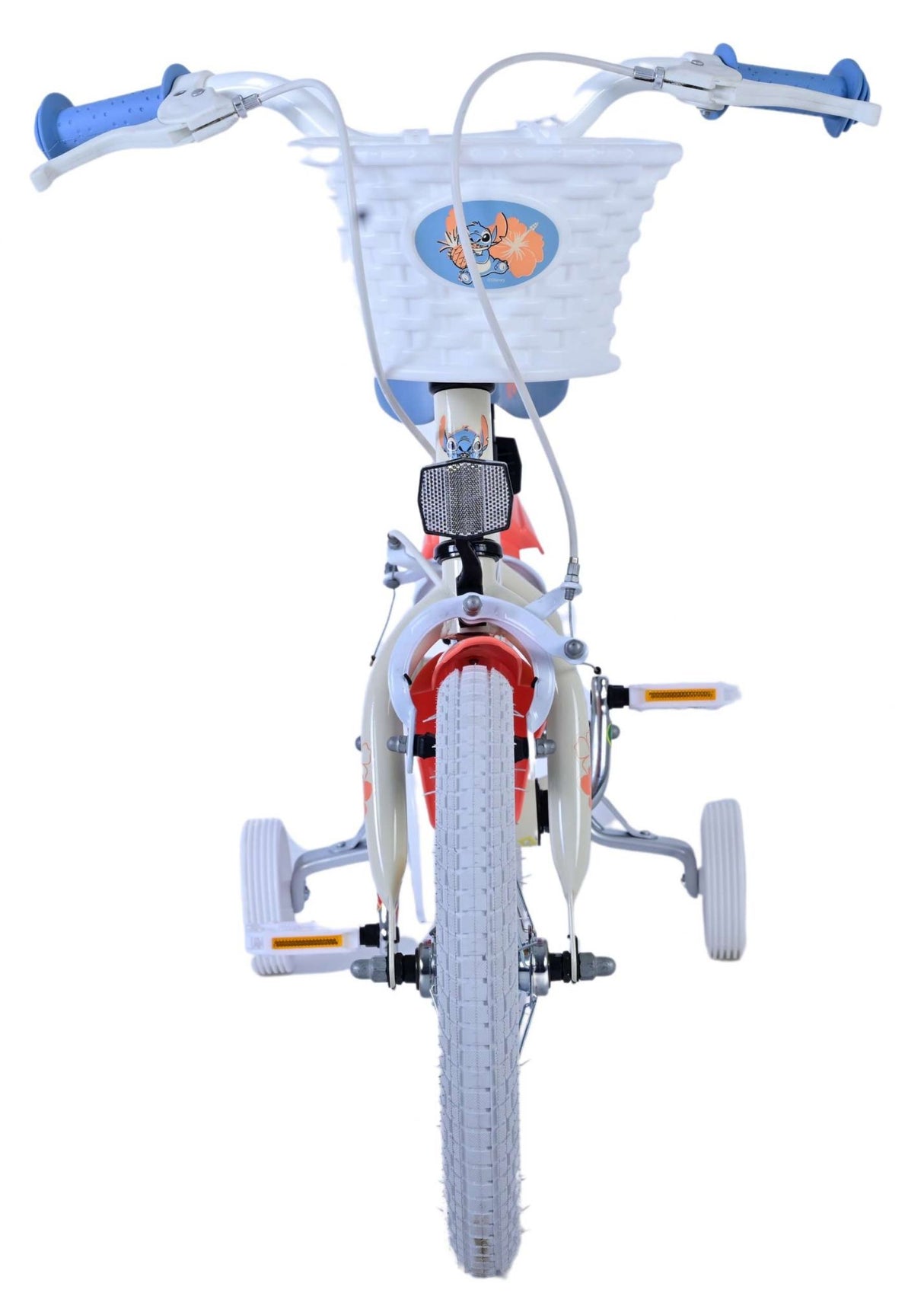 Volare Disney Stitch Kinderfahrrad - Mädchen - 14 Zoll - Creme Koralle Blau - Zweihandbremsen