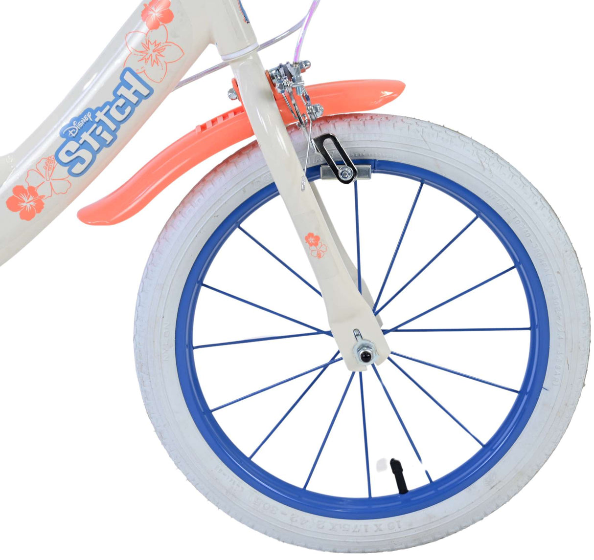 Volare Disney Stitch Kinderfahrrad für Mädchen - 16 Zoll in Creme Koralle Blau mit Handbremsen