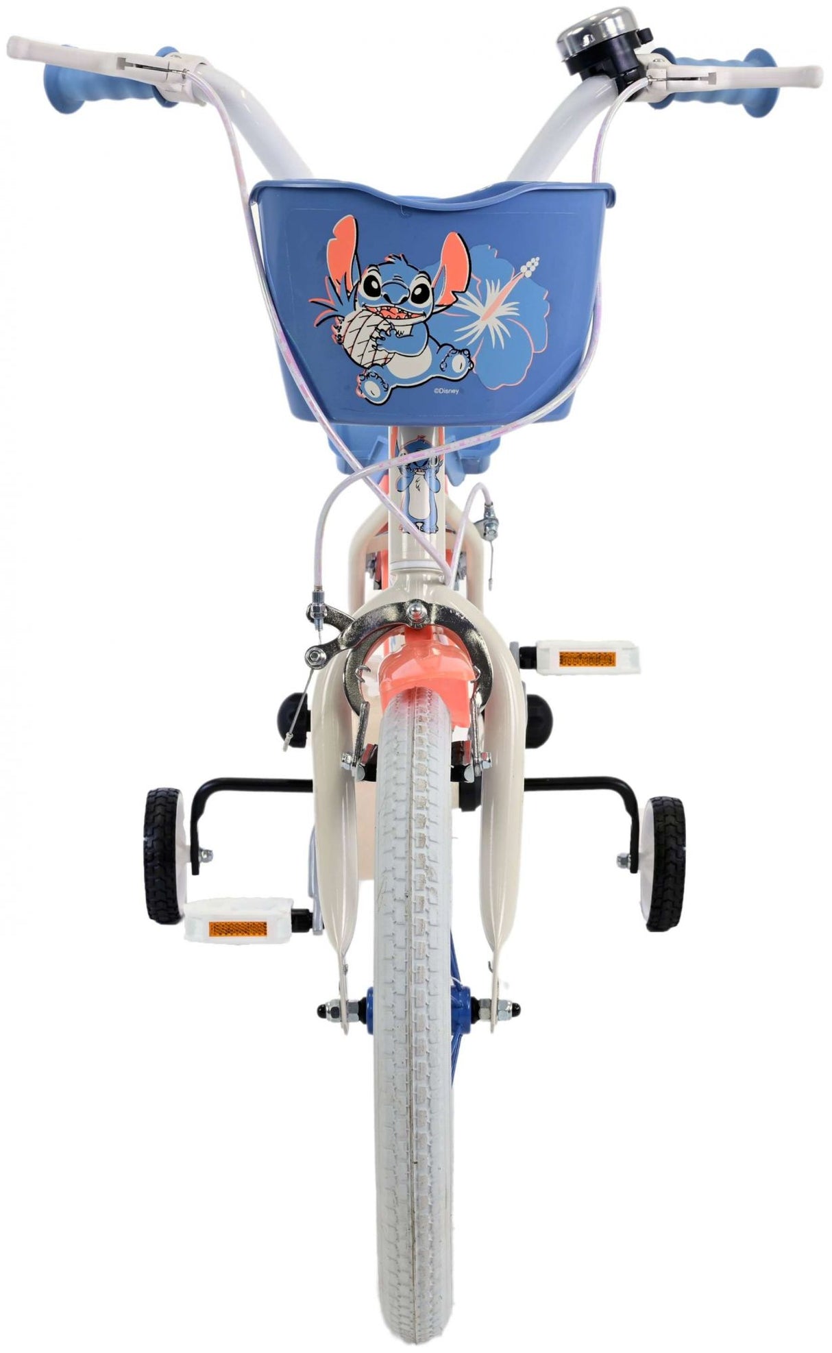 Volare Disney Stitch Kinderfahrrad für Mädchen - 16 Zoll in Creme Koralle Blau mit Handbremsen