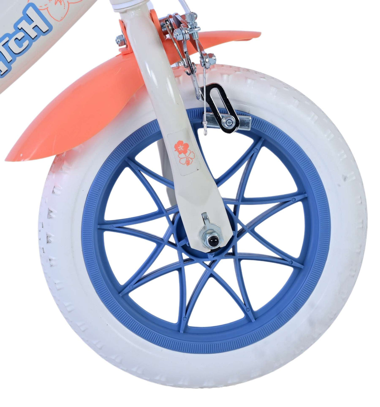 Volare Disney Stitch Kinderfahrrad für Mädchen - 12 Zoll in Creme, Koralle und Blau