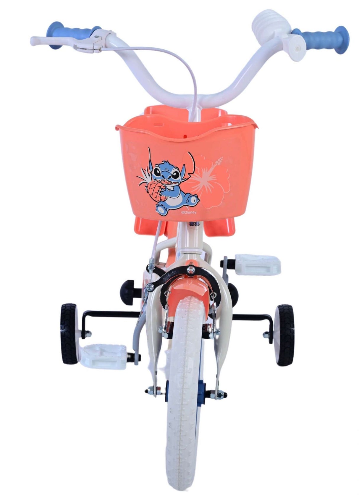 Volare Disney Stitch Kinderfahrrad für Mädchen - 12 Zoll in Creme, Koralle und Blau