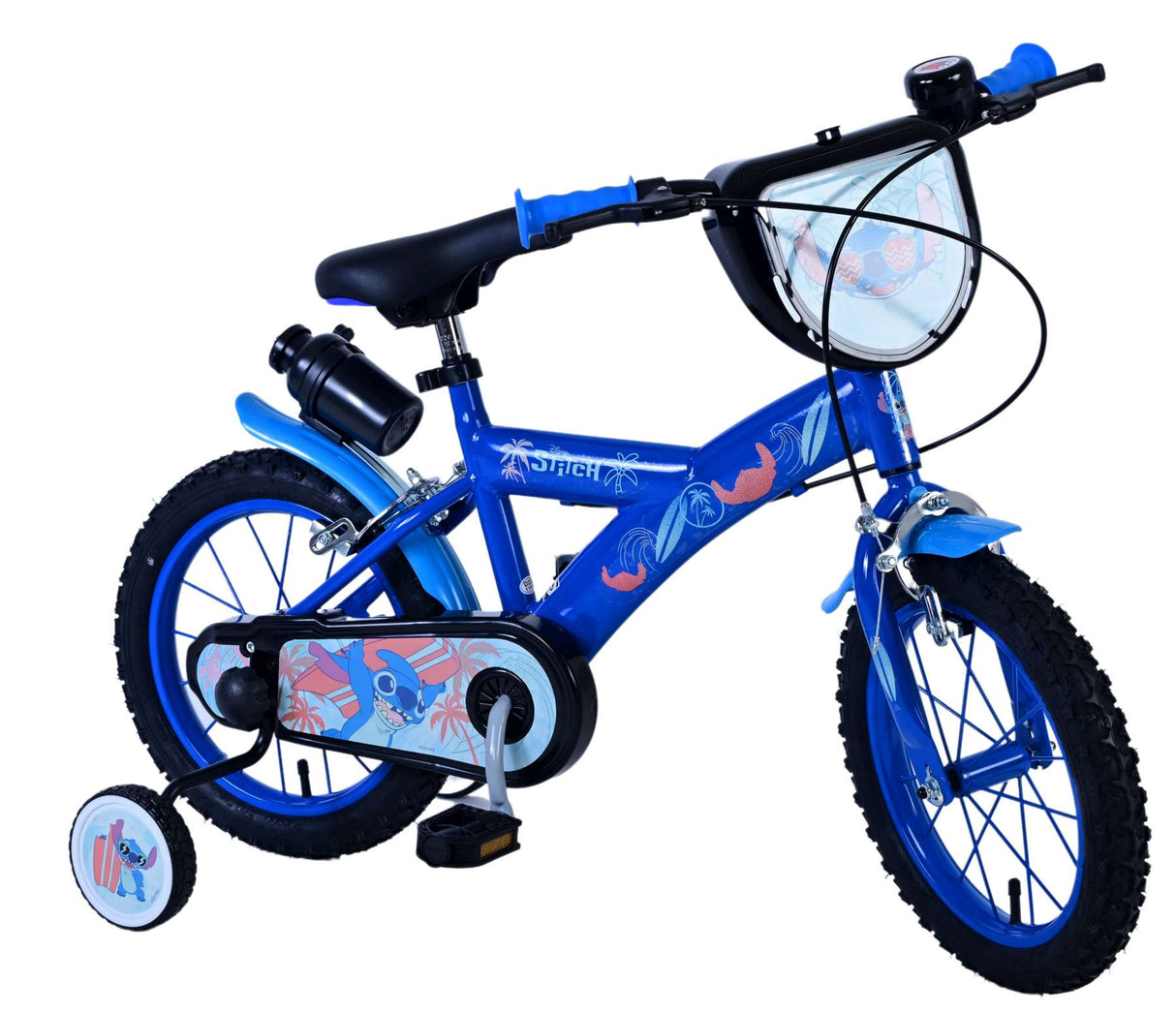 Volare Disney Stitch Kinderfahrrad für Jungen - 14 Zoll - Blau mit Zweihandbremsen