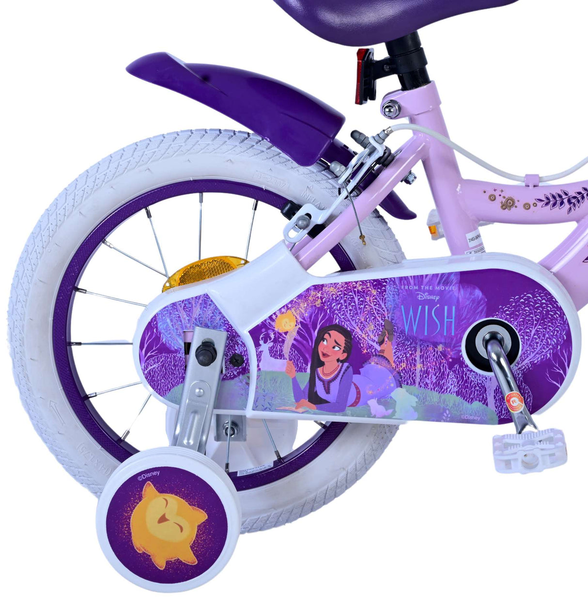 Volare Disney Wish Kinderfahrrad für Mädchen - 14 Zoll - Lila mit zwei Handbremsen
