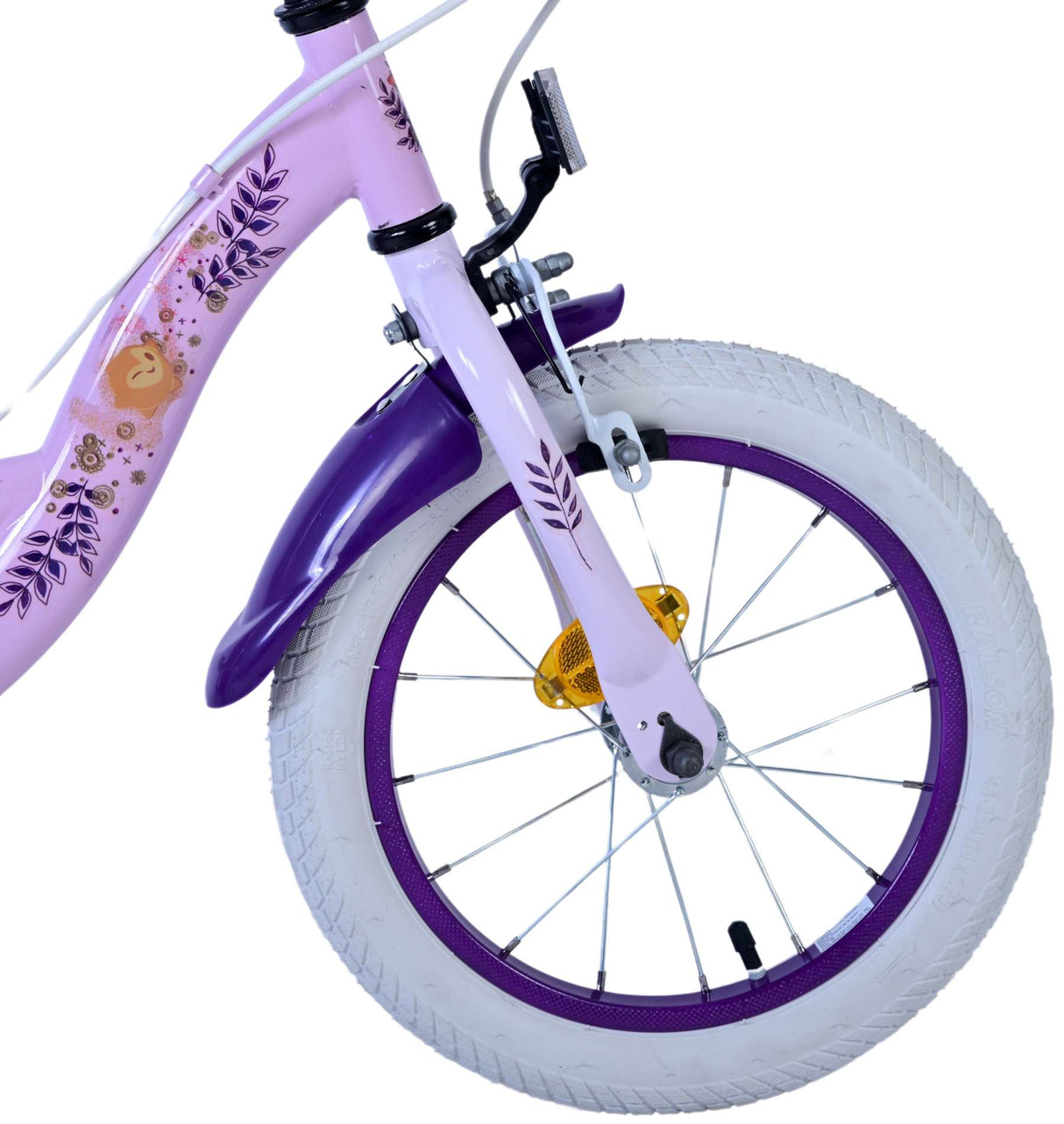 Volare Disney Wish Kinderfahrrad für Mädchen - 14 Zoll - Lila mit zwei Handbremsen