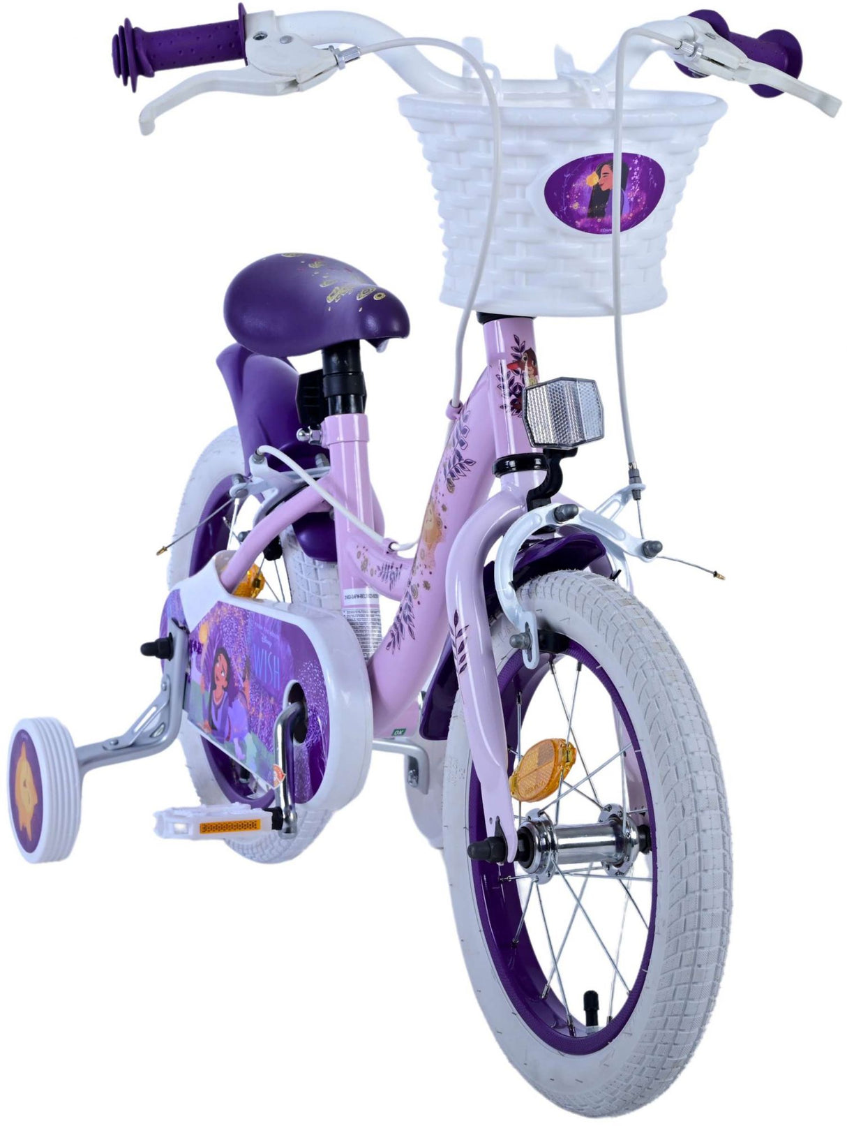 Volare Disney Wish Kinderfahrrad für Mädchen - 14 Zoll - Lila mit zwei Handbremsen