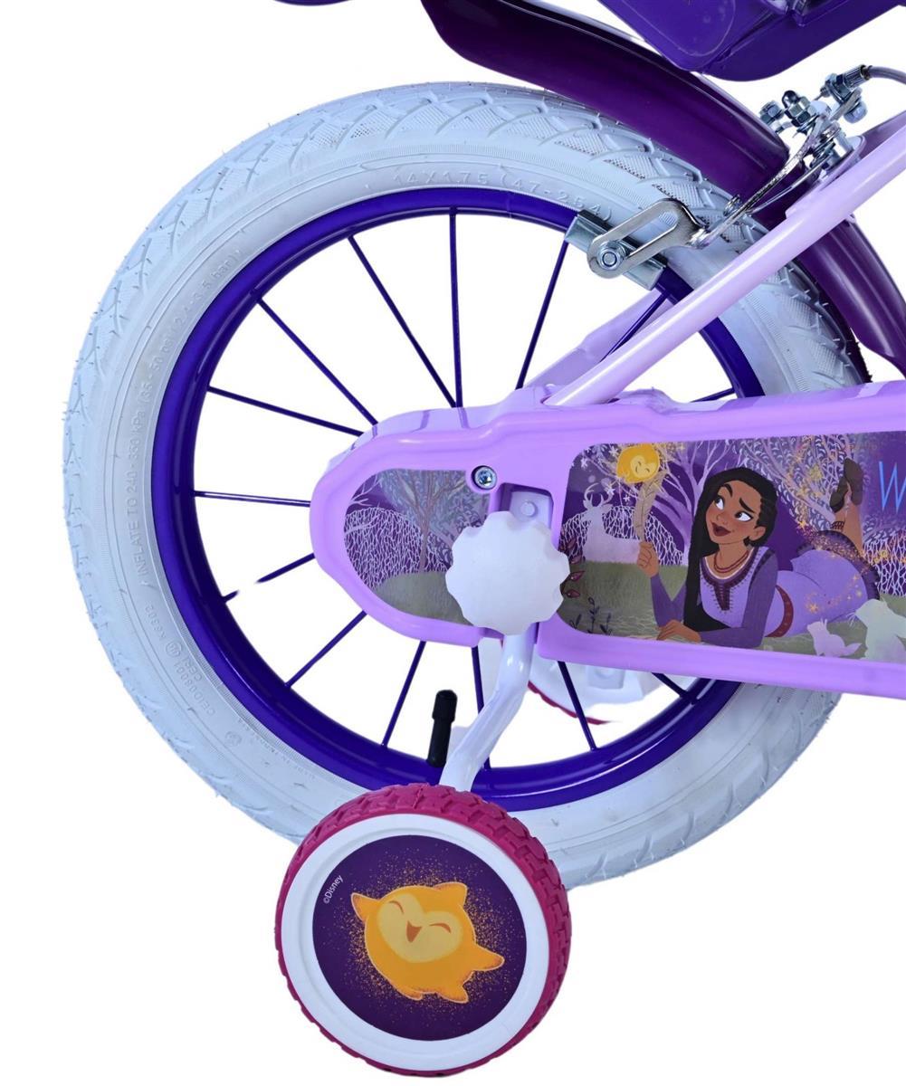 Volare Disney Wish Kinderfahrrad für Mädchen - 14 Zoll - Lila mit zwei Handbremsen