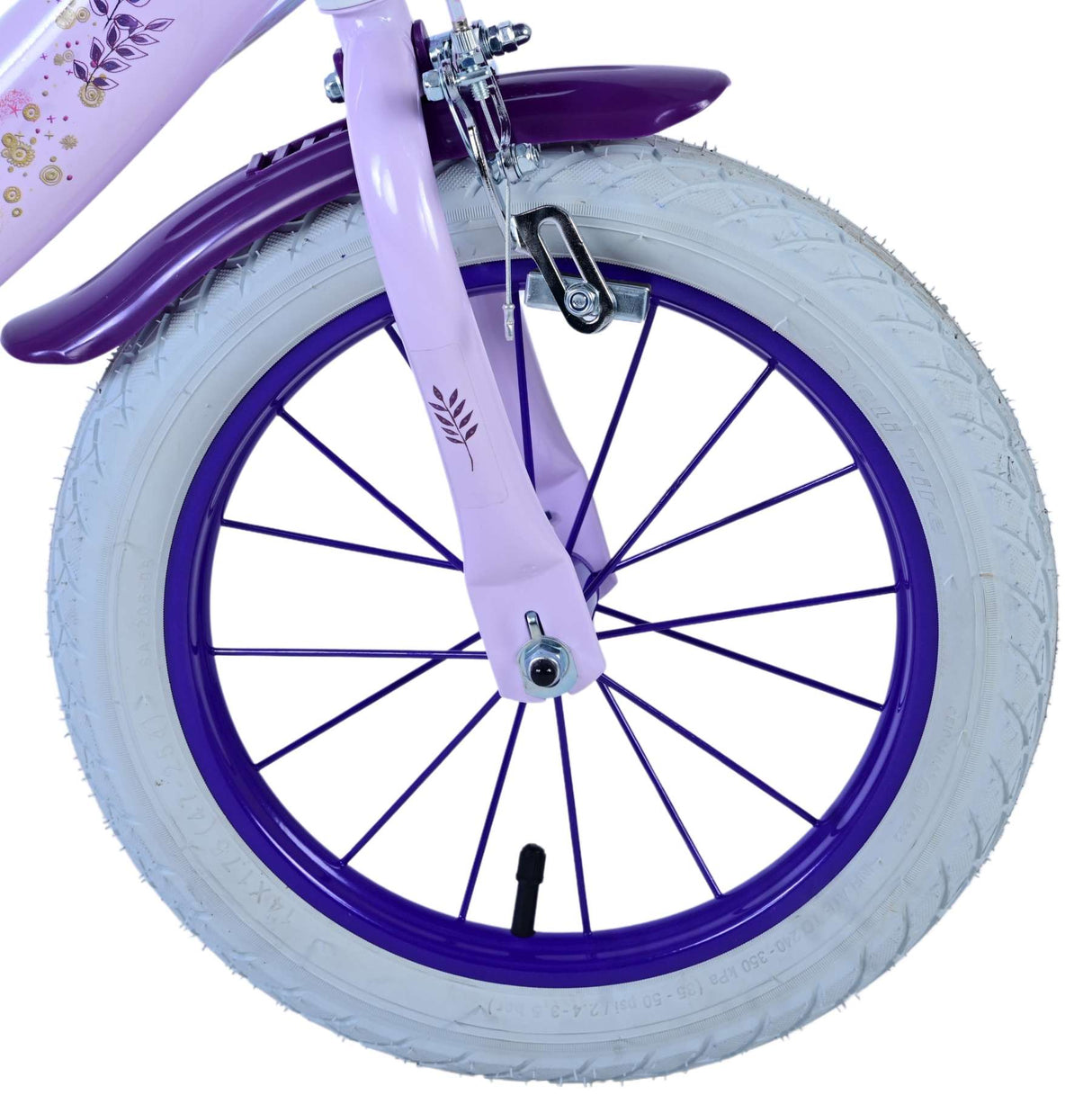 Volare Disney Wish Kinderfahrrad für Mädchen - 14 Zoll - Lila mit zwei Handbremsen