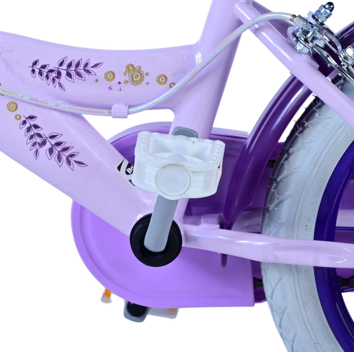 Volare Disney Wish Kinderfahrrad für Mädchen - 14 Zoll - Lila mit zwei Handbremsen