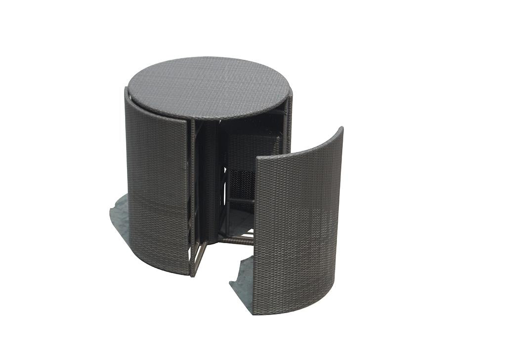 PureHaven Bar-Set 100x110 cm wetterbeständiges Polyrattan elegantes Design für bis zu 4 Personen inkl. Sitzauflagen Tisch mit Glasplatte grau