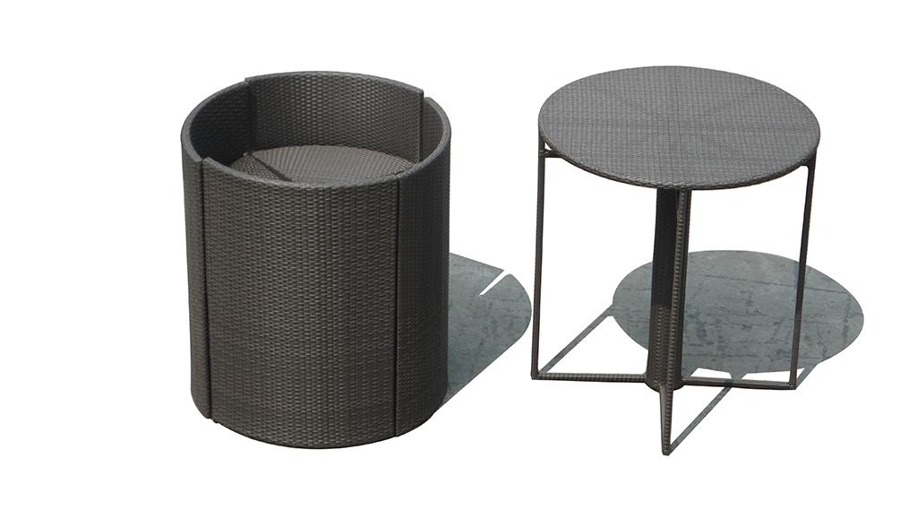 PureHaven Bar-Set 100x110 cm wetterbeständiges Polyrattan elegantes Design für bis zu 4 Personen inkl. Sitzauflagen Tisch mit Glasplatte grau