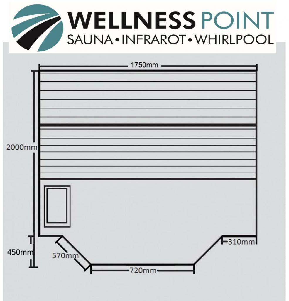 PureHaven Finnische Sauna 175x200x200 cm Harvia Saunaofen für 4 Personen Hemlockholz komplettes Zubehör Saunasteine Glastür Thermometer Beleuchtung