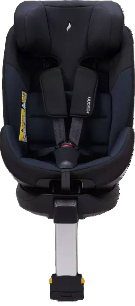 Osann Hero360 SL Kindersitz ohne Komforteinlage in Frontansicht, zeigt verstellbare Kopfstütze und Gurtführung, Isofix und Standfuß für sicheren Einbau.