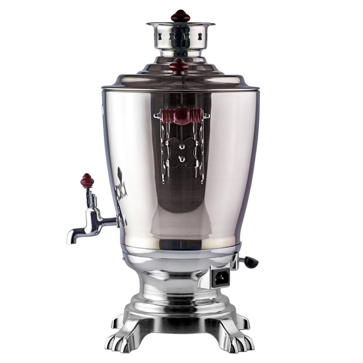 Elektrischer Samowar 3,2 L mit Teekanne 0,9 L – Edelstahl Teekocher Wasserkocher russisch orientalisch für Teezeremonie Garten Camping