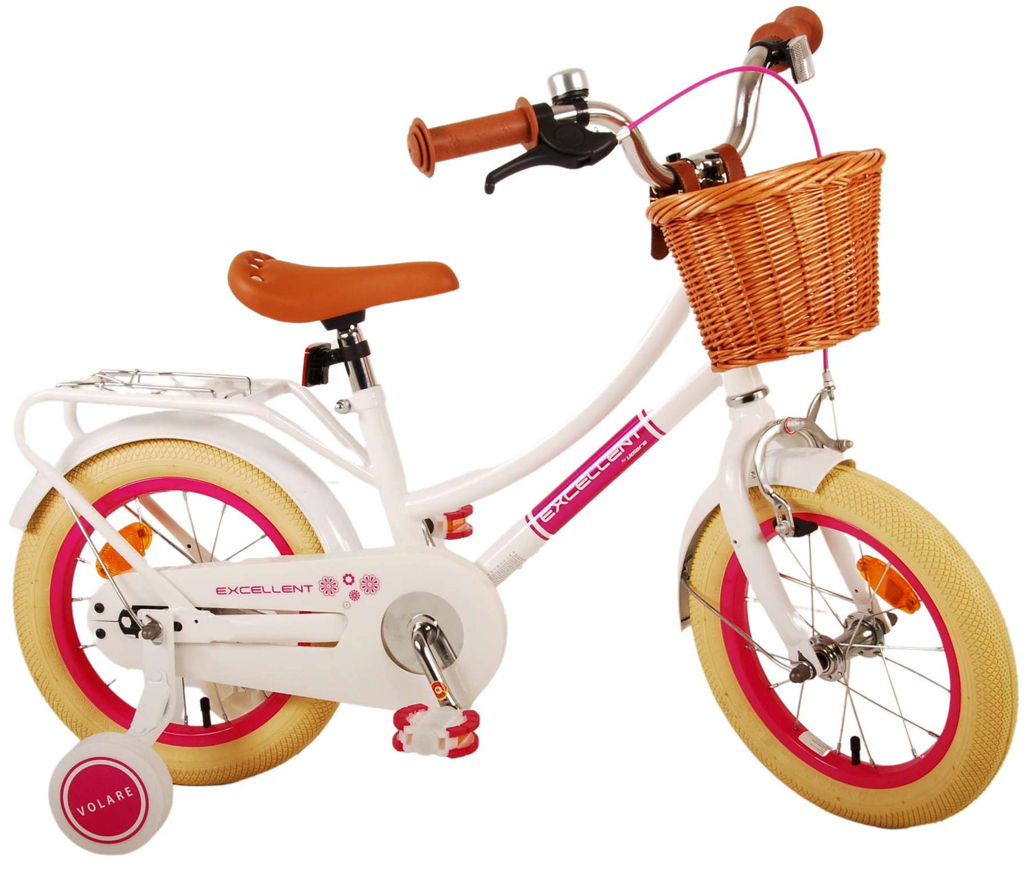 Volare Excellent Kinderfahrrad - Mädchen - 14 Zoll - Weiß