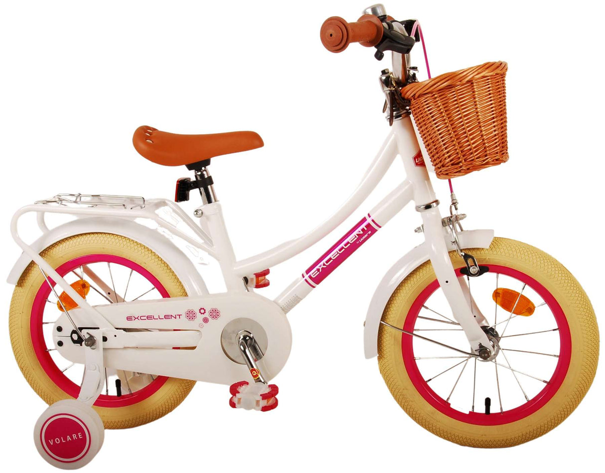Volare Excellent Kinderfahrrad - Mädchen - 14 Zoll - Weiß