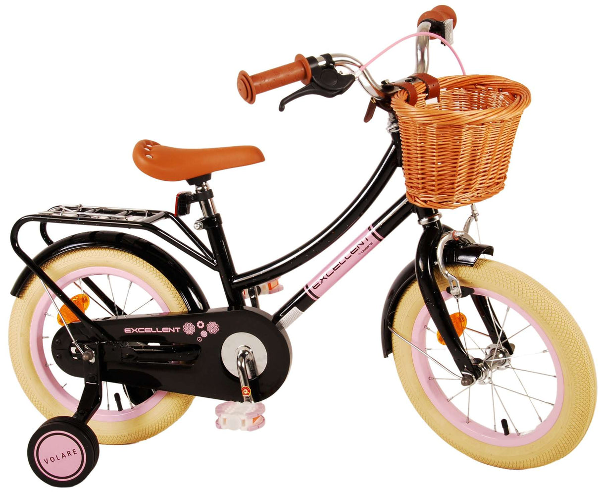 Volare Excellent Kinderfahrrad - Mädchen - 14 Zoll - Schwarz