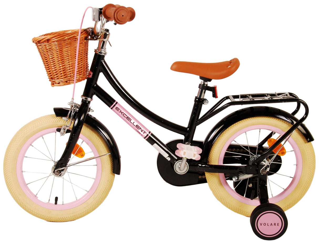 Volare Excellent Kinderfahrrad - Mädchen - 14 Zoll - Schwarz