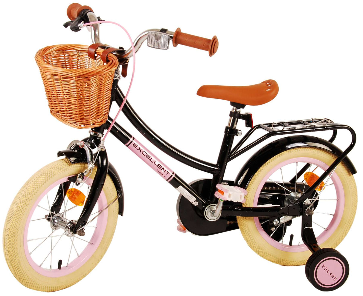 Volare Excellent Kinderfahrrad - Mädchen - 14 Zoll - Schwarz