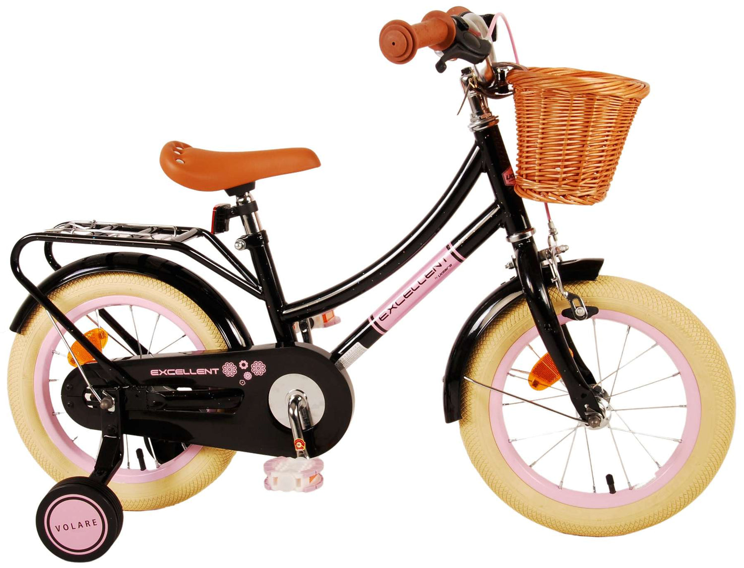 Volare Excellent Kinderfahrrad - Mädchen - 14 Zoll - Schwarz