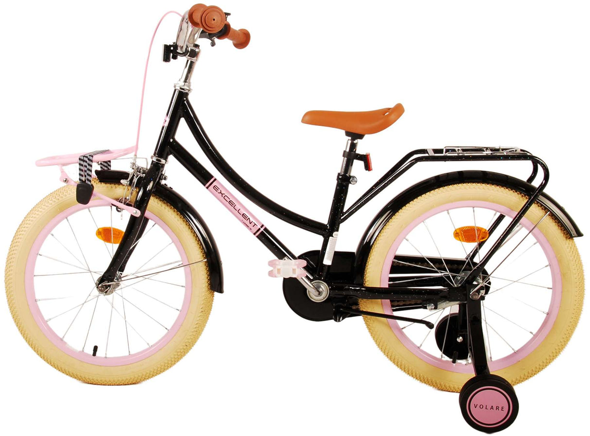 Volare Excellent Kinderfahrrad - Mädchen - 18 Zoll - Schwarz - 95% zusammengebaut