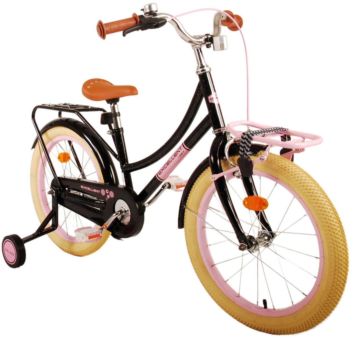 Volare Excellent Kinderfahrrad - Mädchen - 18 Zoll - Schwarz - 95% zusammengebaut