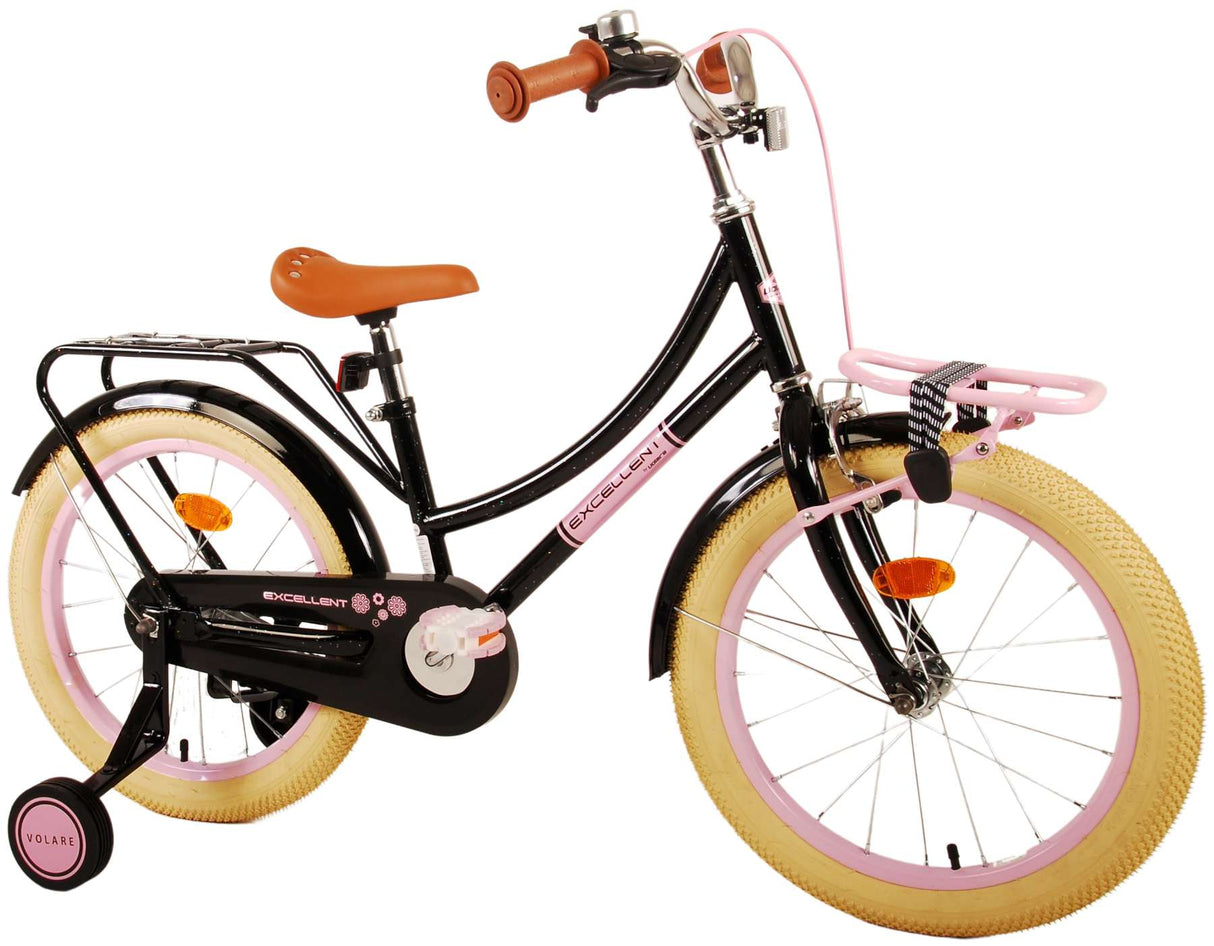 Volare Excellent Kinderfahrrad - Mädchen - 18 Zoll - Schwarz - 95% zusammengebaut