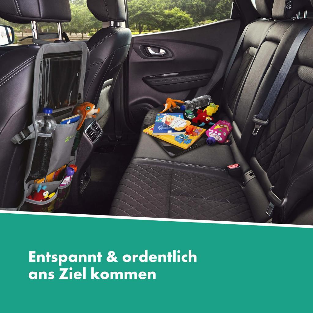 Fioly Organizer Tasche für KFZ Kopfstütze Kind Baby Stauraum für Autositz, Rücksitztasche